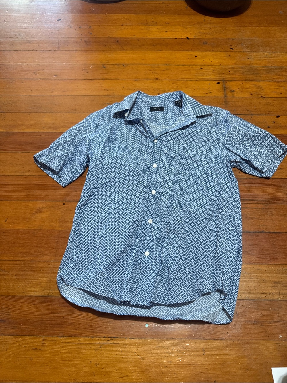 Theory Men’s Light Blue Micro-Pattern Short-Sleeve Button-Down Shirt